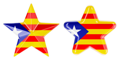 Stars with Catalan flag, 3D rendering