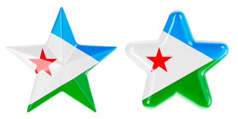 Stars with Djiboutian flag, 3D rendering