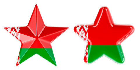 Stars with Belarusian flag, 3D rendering