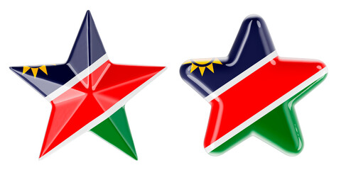 Stars with Namibian flag, 3D rendering
