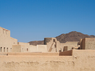 Middle East, Arabian Peninsula, Oman, Ad Dakhiliyah, Bahla Fort. The town of Bahla, in the mountains of Oman.