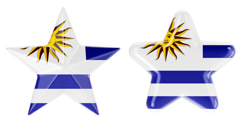 Obraz premium Stars with Uruguayan flag, 3D rendering