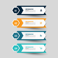Infographics design template, business concept with 4 steps or options, can be used for workflow layout, diagram, annual report, web design.Creative banner, label vector.	
