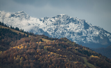 Fototapeta premium snow capped mountain in the Ariège department in the French Pyrenees