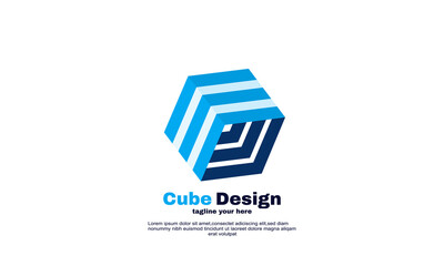 vector abstract cube logo business company corporate identity