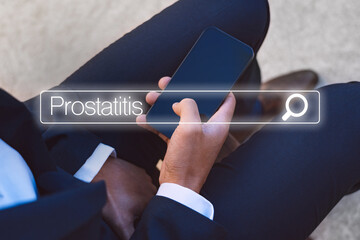 Man suffering from pain in prostate and searching in internet about prostatitis 