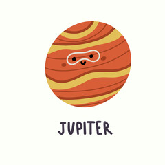 illustration of planet jupiter with face in hand draw style © Viktoria