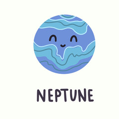 illustration of planet neptune with face in hand draw style