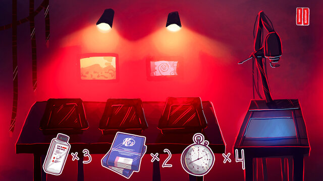 Red Dark Room For Developing Photos. Game Interface. Game Icons