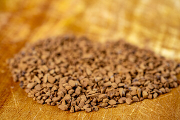 Ground instant coffee macro photo