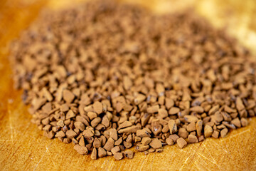 Ground instant coffee macro photo