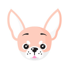 Vector cartoon dog face of Chihuahua breed.
