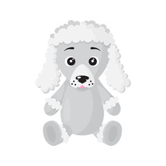 Vector cartoon sitting dog of Poodle breed.
