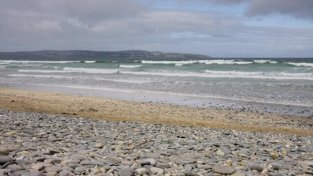 Dramatic Waves on Stoney Godrevy Beach in Cornwall near Gwithian on a Summer's Morning