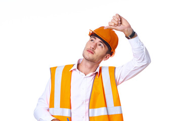 man in orange hard hat engineer work professionals construction