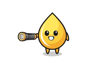 honey drop mascot holding flashlight