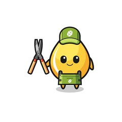 cute honey drop as gardener mascot