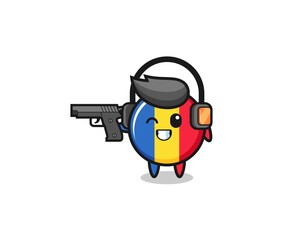 illustration of romania flag cartoon doing shooting range