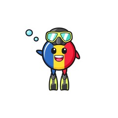 the romania flag diver cartoon character