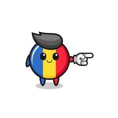 romania flag mascot with pointing right gesture
