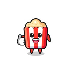 popcorn mascot doing thumbs up gesture