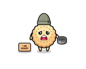 cute round biscuits beggar cartoon character