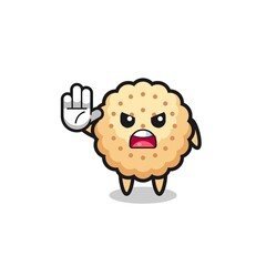 round biscuits character doing stop gesture
