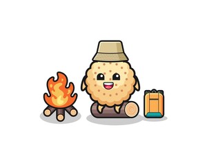 camping illustration of the round biscuits cartoon