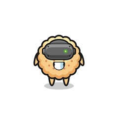 cute round biscuits using VR headset