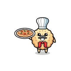 round biscuits character as Italian chef mascot