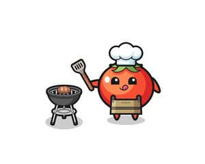 tomatoes barbeque chef with a grill