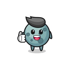 asteroid mascot doing thumbs up gesture