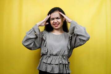 Beautiful young woman stress, panic, shock isolated