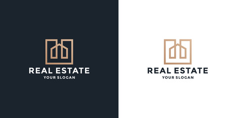 Obraz premium real estate, building monogram logo design inspiration