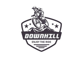 Extreme downhill mountain bike logo illustration design