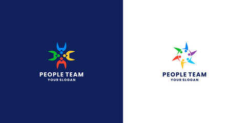 Obraz na płótnie Canvas partnership, people group logo design for human community