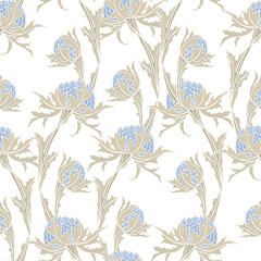 Floral seamless pattern. Abstract ornamental flowers. Flourish leaves background