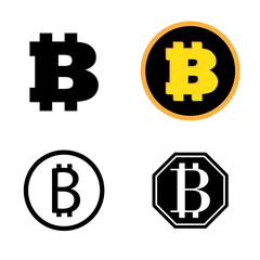 Fototapeta premium Bitcoin icon sign payment symbol. Stock investment exchange. Cryptocurrency coin logo. Vector illustration. Stock image. 