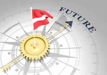 Global business concept. Waved flag of Latvia