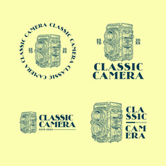 vintage classic camera logo design vector