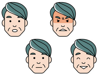 中年男性の顔アイコンセット