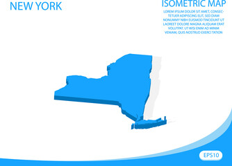 Modern vector isometric of New York blue map. elements white background for concept map easy to edit and customize. eps 10