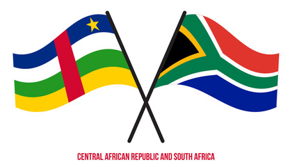 Central African Republic and South Africa Flags Crossed And Waving Flat Style. Official Proportion.