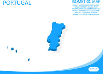 Modern vector isometric of Portugal blue map. elements white background for concept map easy to edit and customize. eps 10