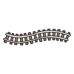 Fototapeta na wymiar Railroad tracks flat color design illustration for web, wedsite, application, presentation, Graphics design, branding, etc.