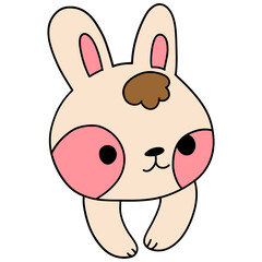 Naklejka premium cute bunny head flat color design illustration for web, wedsite, application, presentation, Graphics design, branding, etc.