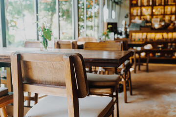 empty wood chair in coffee shop cafe and restaurant