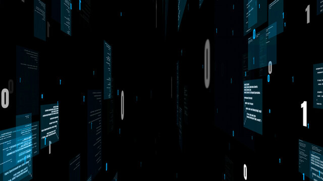 Visionary programming and coding of future software . 3D rendering computer graphic .