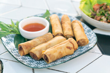Fried Spring Rolls with dipping sauce