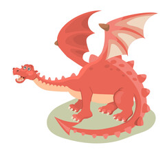 Kind, pink dragon.
Vector illustration.